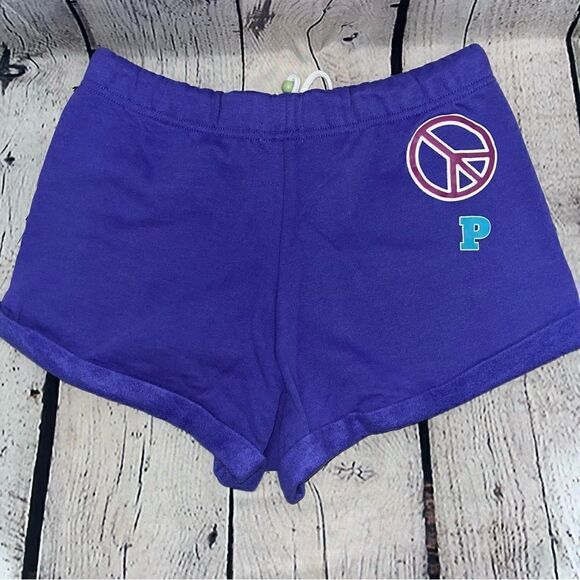 NWT Happy Camper Playboy X PacSun Purple Graphic Sweatshorts Shorts Size Small - Picture 2 of 12